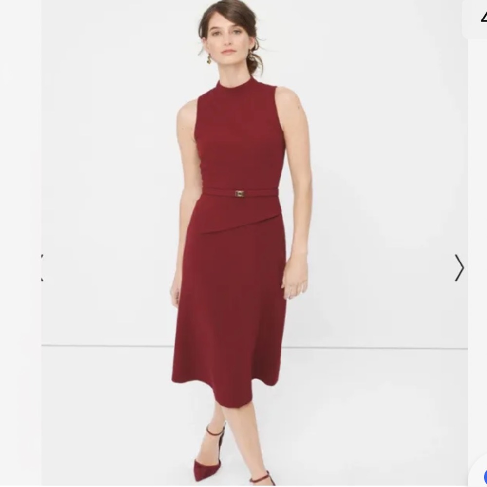White House Black Market Deep Red Midi Dress